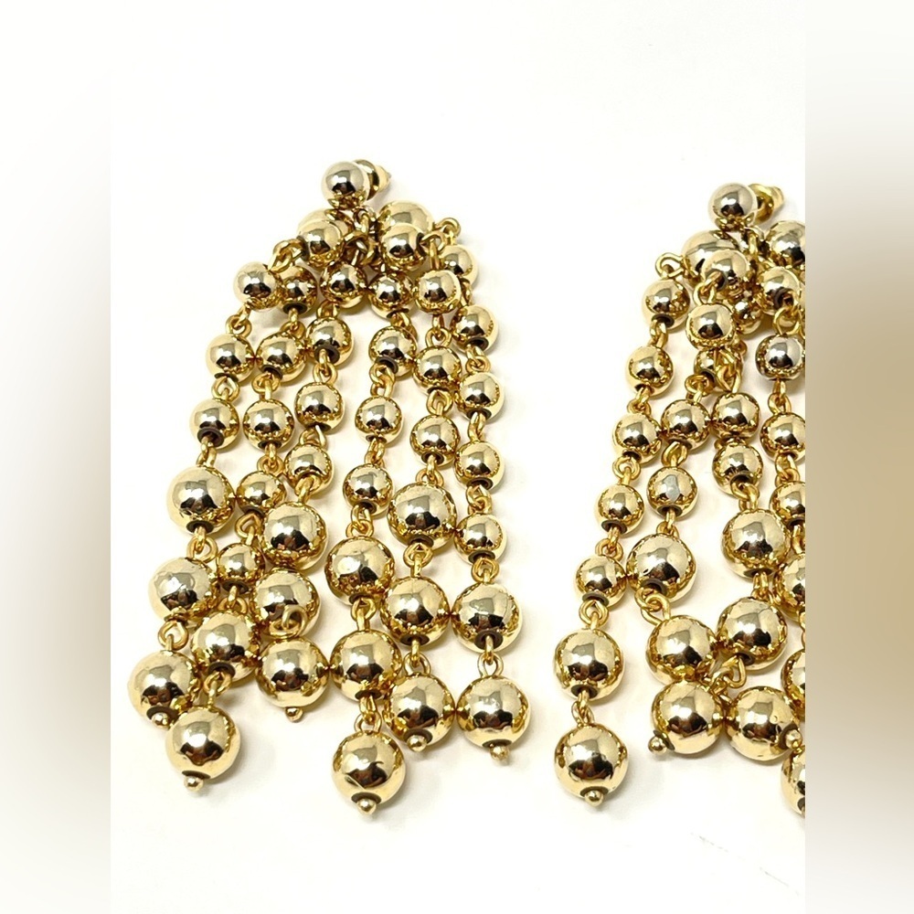 New Free People Dangle Ball Chandelier Earrings Gold - Picture 2 of 5